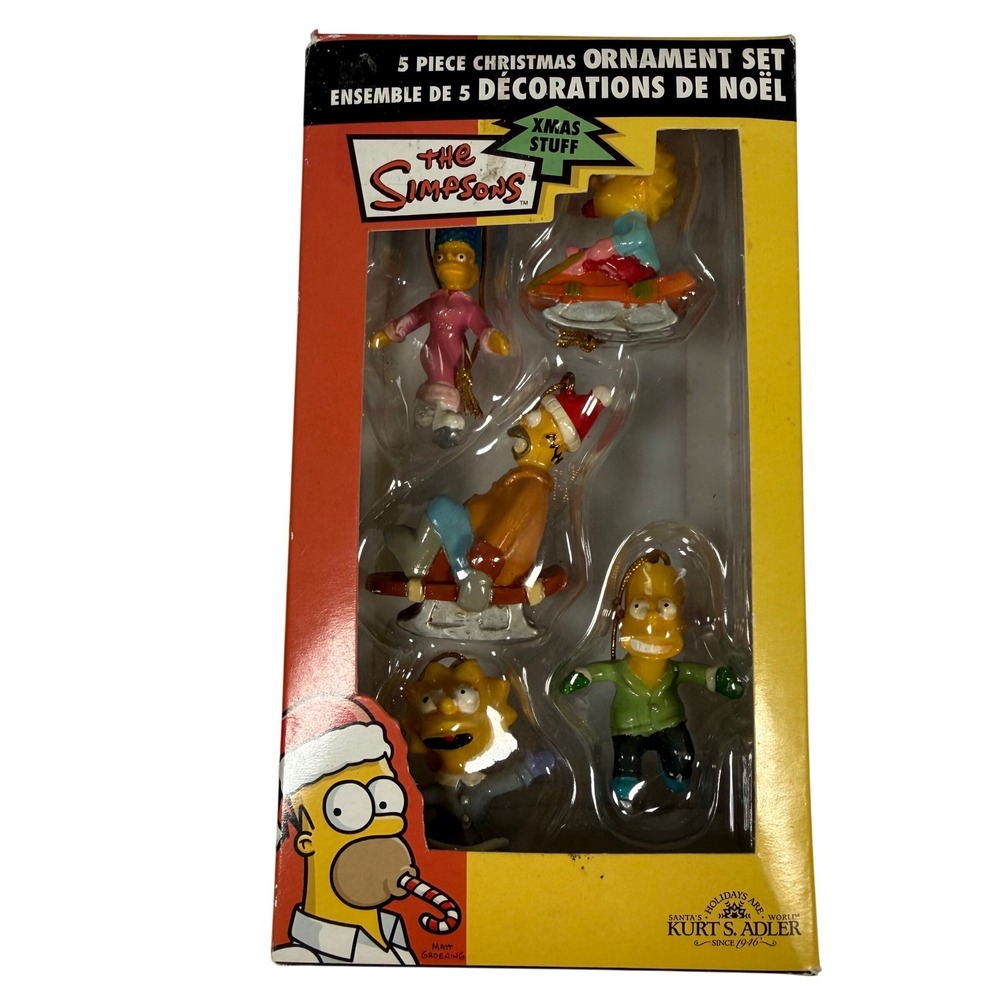 The Simpsons Christmas Ornament 5-Piece Set Vintage '07‎ NEW Deadstock Cartoon